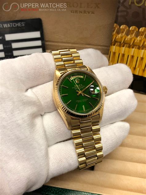 Rolex oyster perpetual green gold